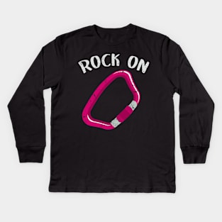 Rock on pink distressed Kids Long Sleeve T-Shirt